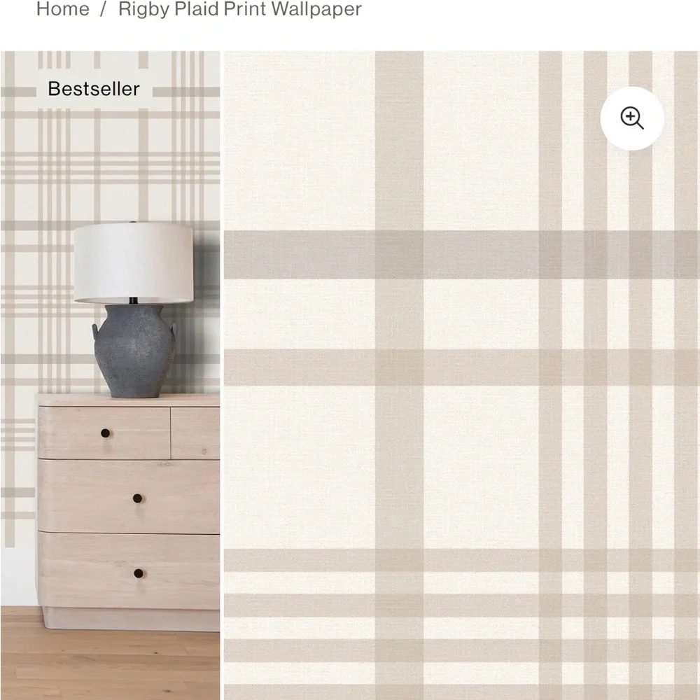 McGee and Co Plaid Wallpaper in Cream and Tan (2 rolls)